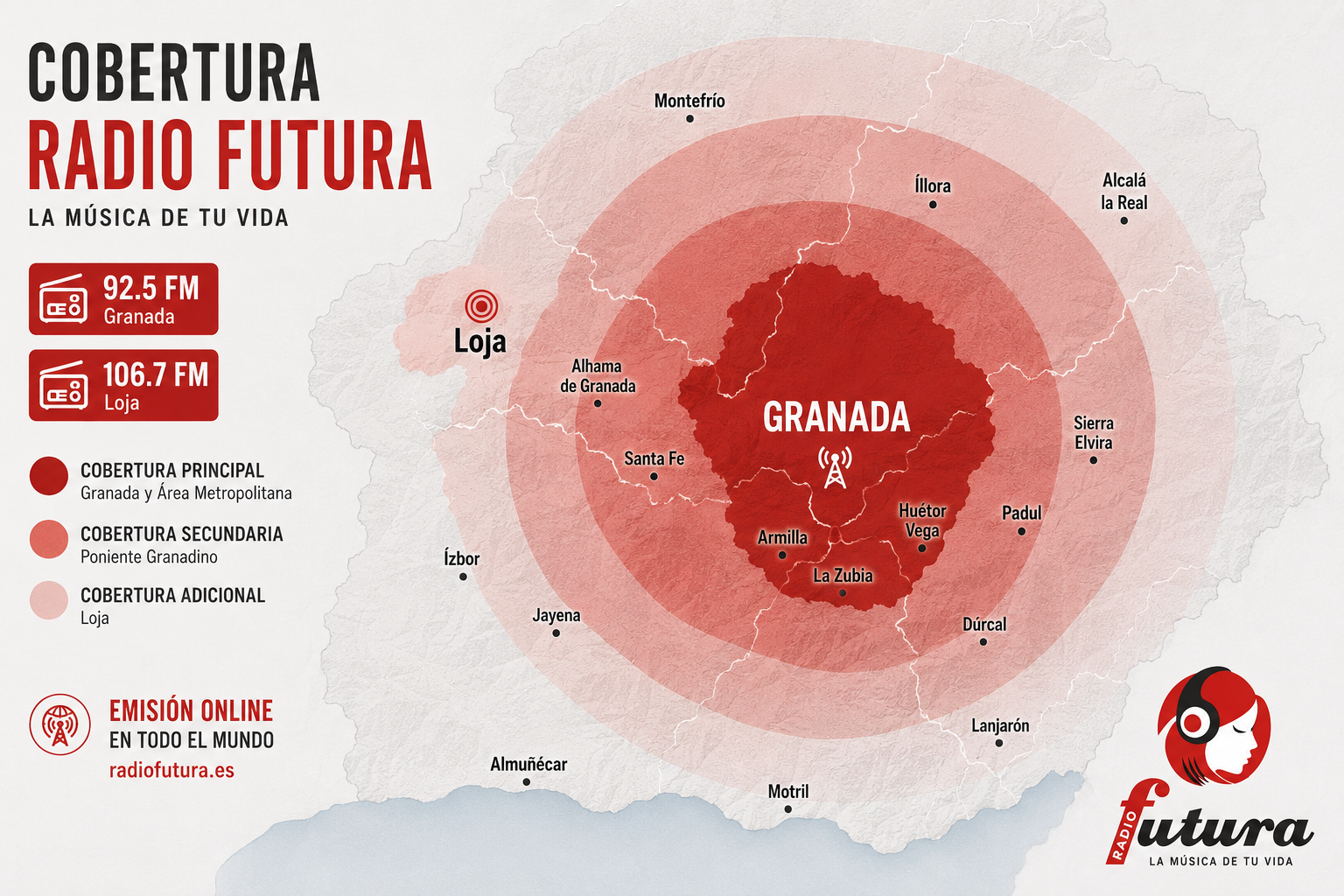 Mapa de cobertura de Radio Futura